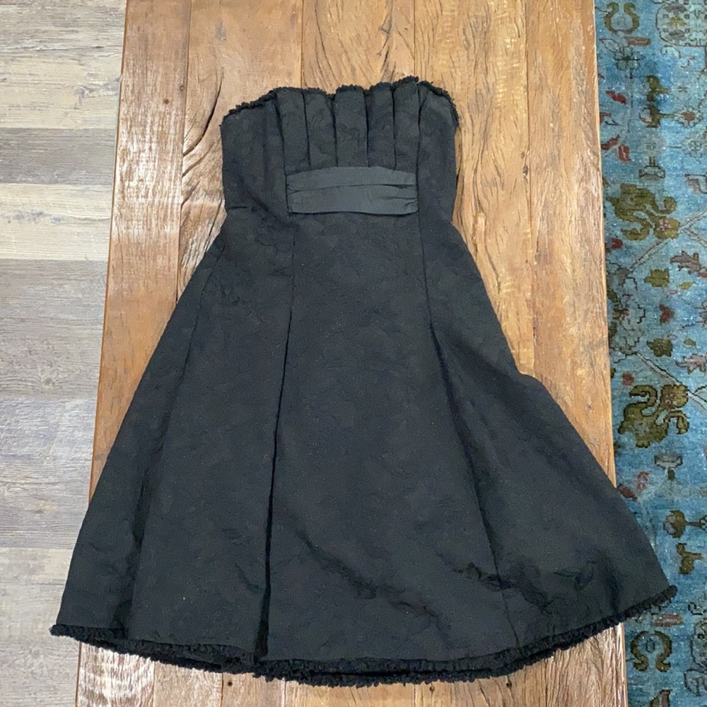 BCBGMaxAzria Black Brocade Strapless Dress, size 4